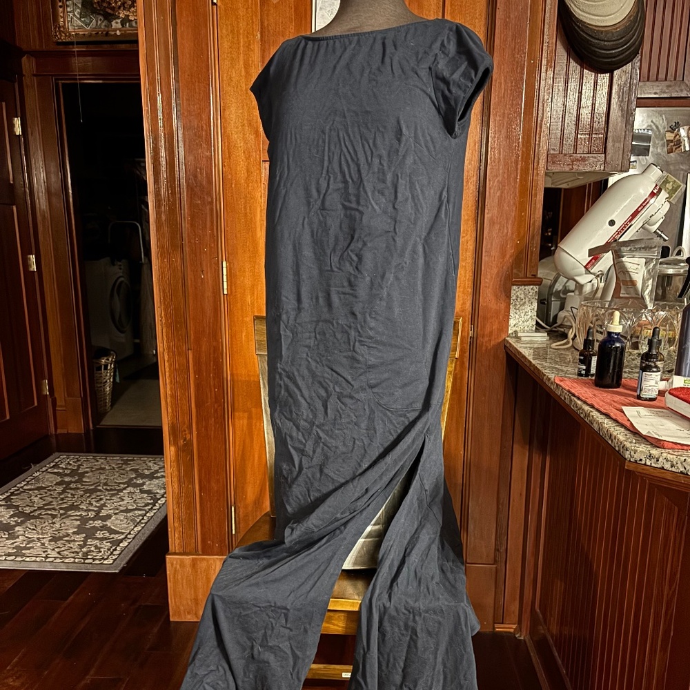 Zapelle Navy Cotton Blend casual comfortable side tie dress m-10
